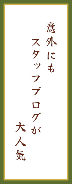 以外にも　スタッフブログが　最人気